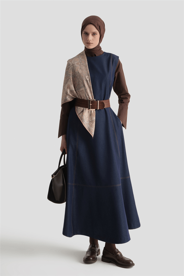 Dikiş Detaylı Denim Jile İndigo