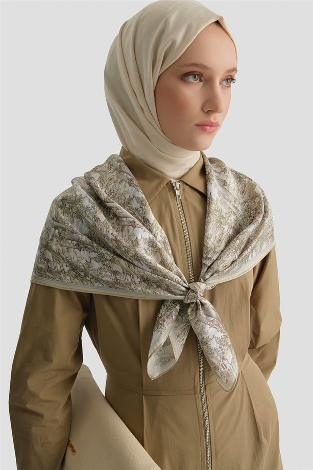 Fermuar Detaylı Fitted Elbise Haki