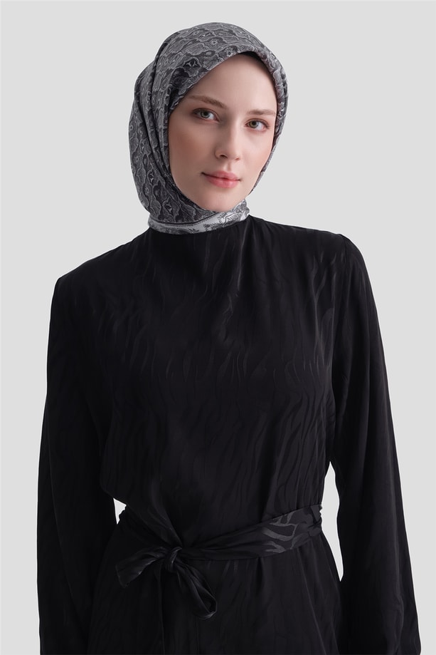 Jakarlı Elbise Siyah