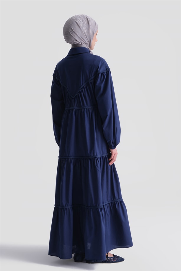 Oversize Katlı Elbise Lacivert