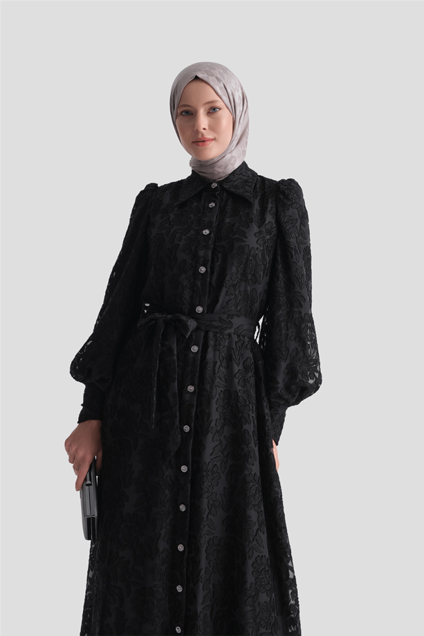 Dantel Şık Elbise Siyah
