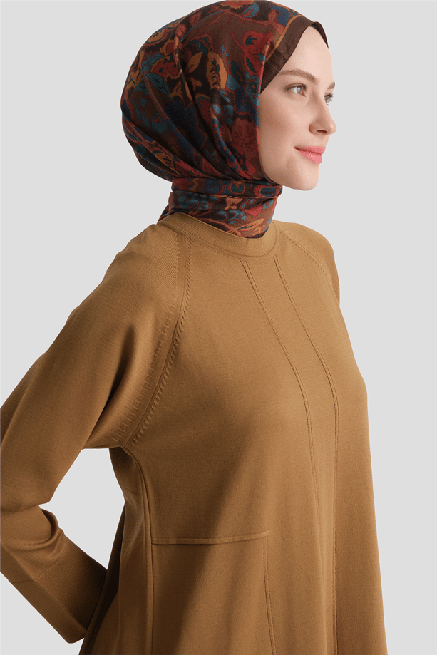 Basic Triko Elbise Camel
