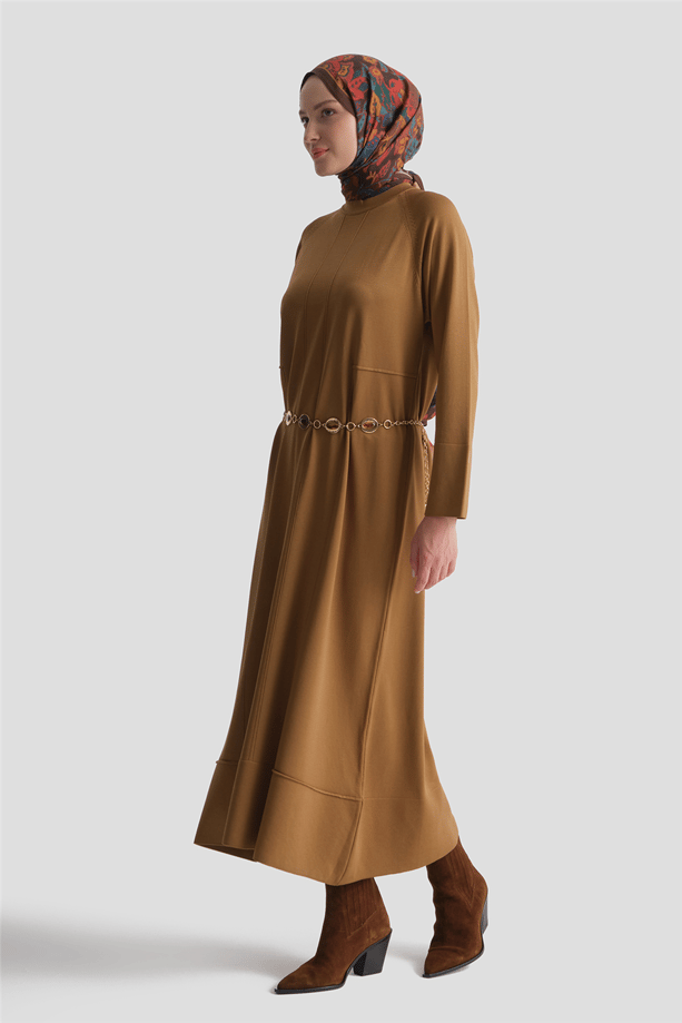 Basic Triko Elbise Camel