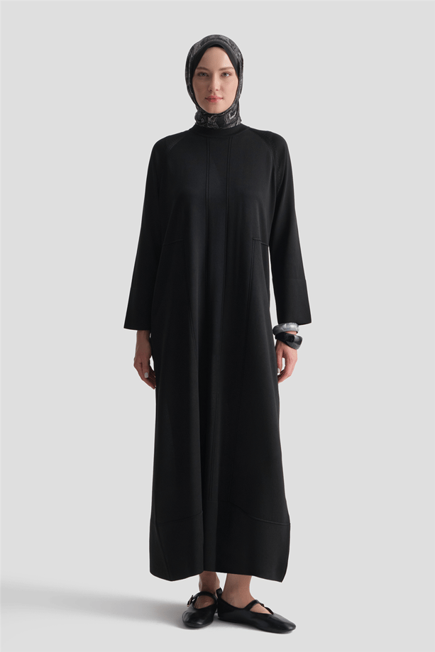 Basic Triko Elbise Siyah