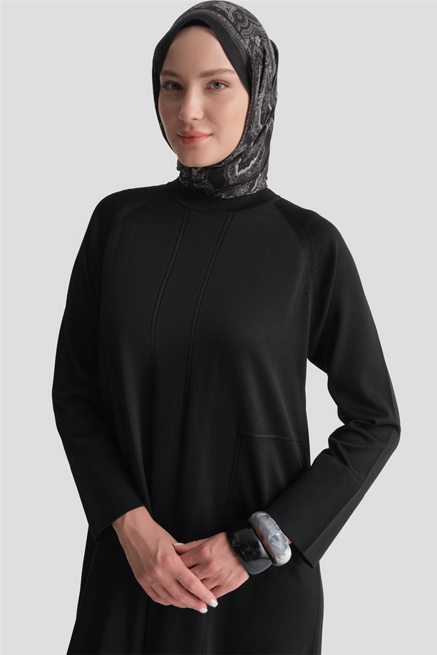 Basic Triko Elbise Siyah