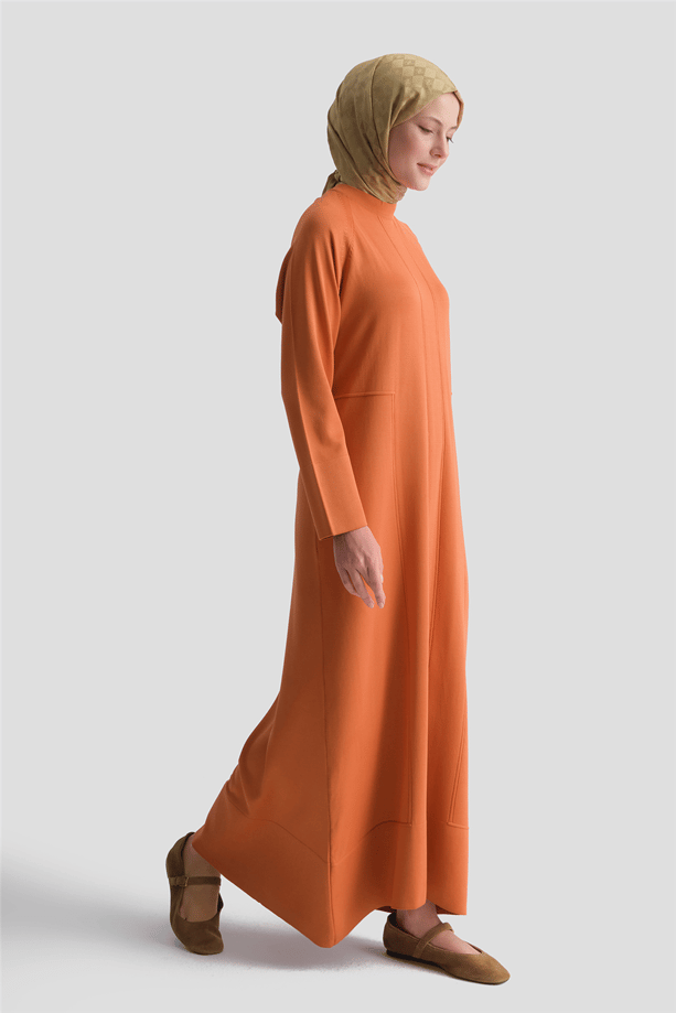 Basic Triko Elbise Turuncu