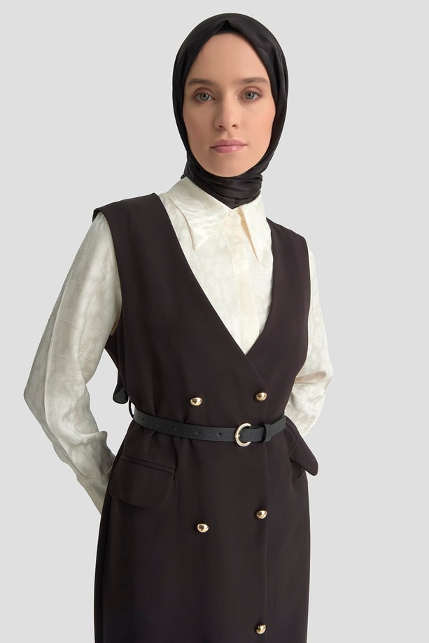Kemer Detaylı Jile Elbise Siyah 