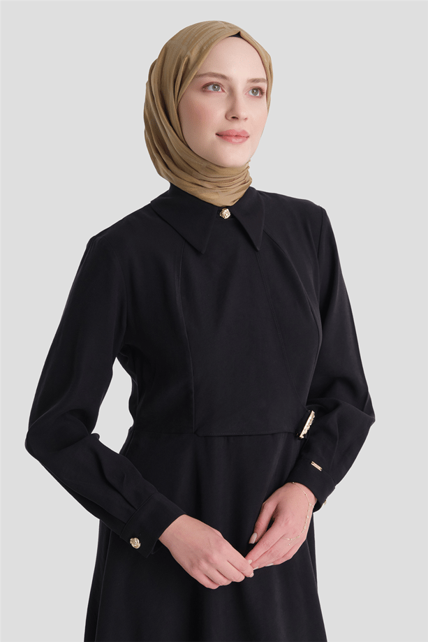 Aksesuarlı Elbise Siyah 
