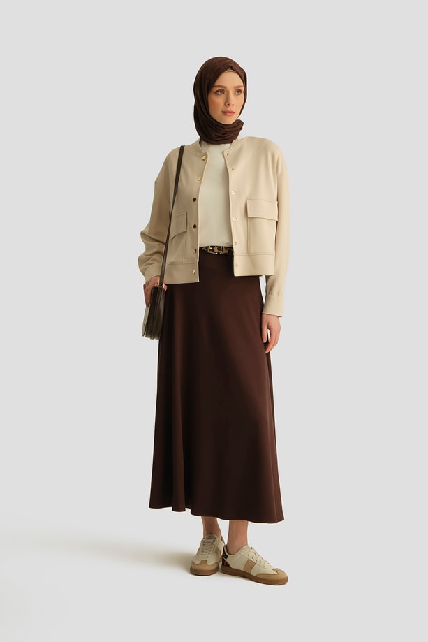 Modal Kloş Etek Acı kahve