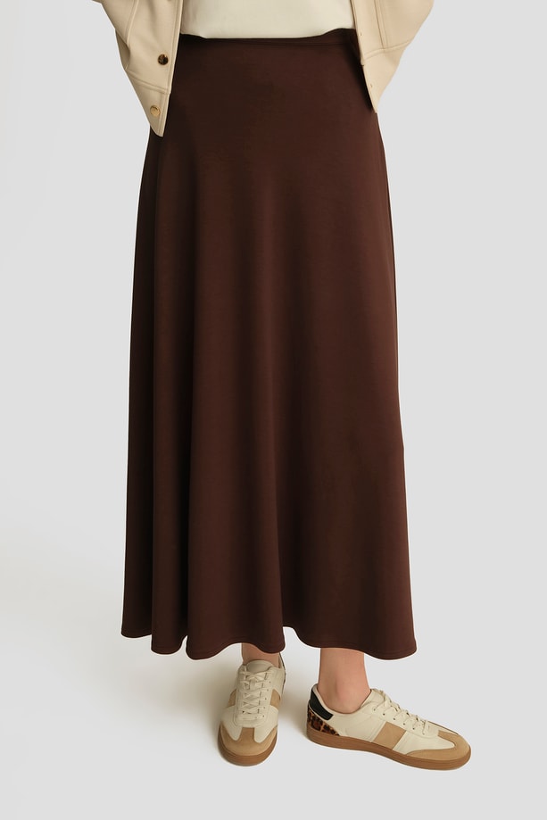 Modal Kloş Etek Acı kahve