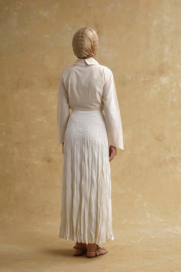 Kıraçlı Astarlı Etek Ekru