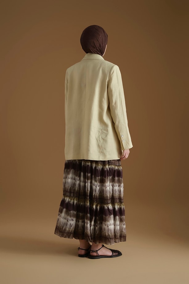Batik Desenli Etek Haki
