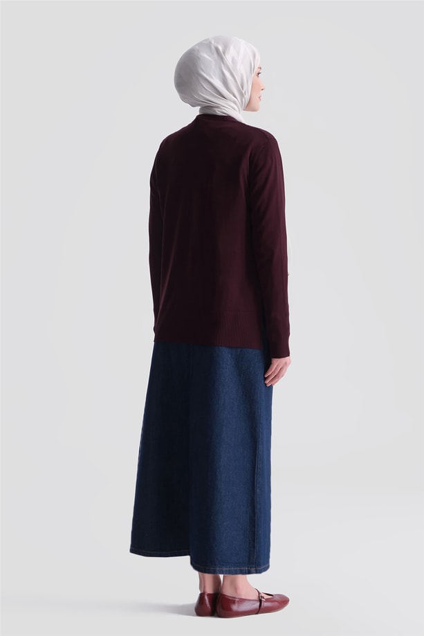 Basic Triko Hırka Bordo