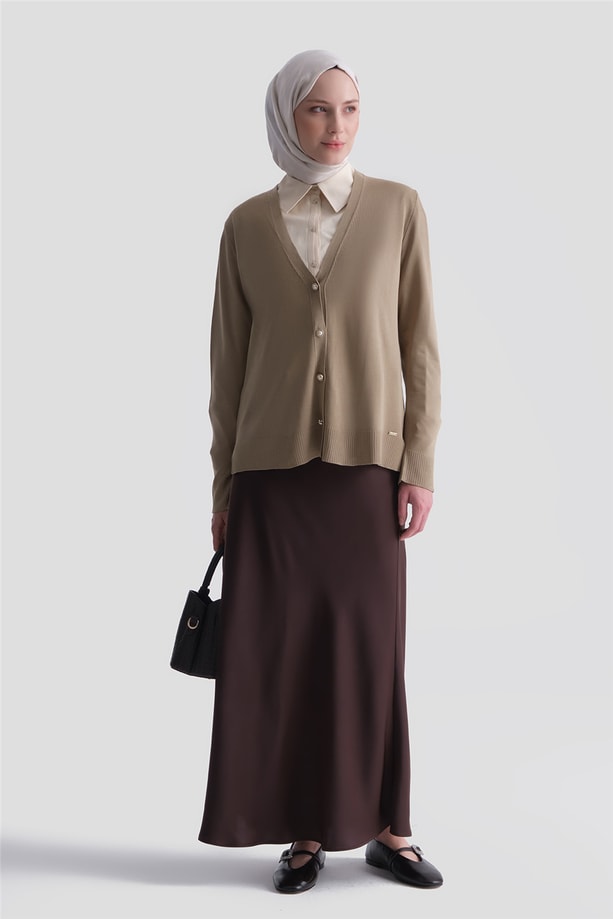 Basic Triko Hırka Camel