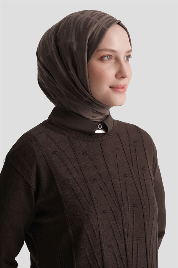 Başak Desenli Kazak Acı Kahve 