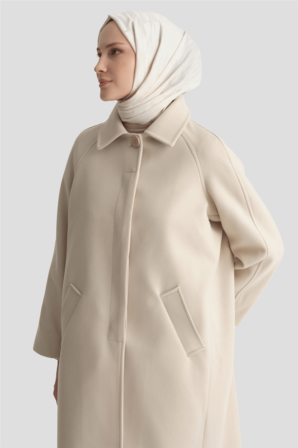 Oversize Kaşe Manto BEJ