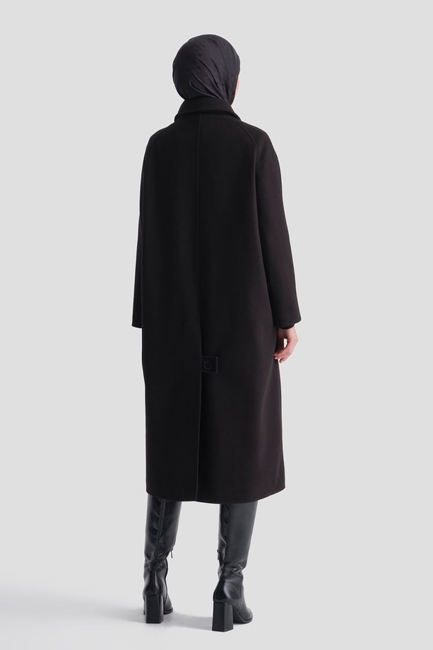 Oversize Kaşe Manto Siyah