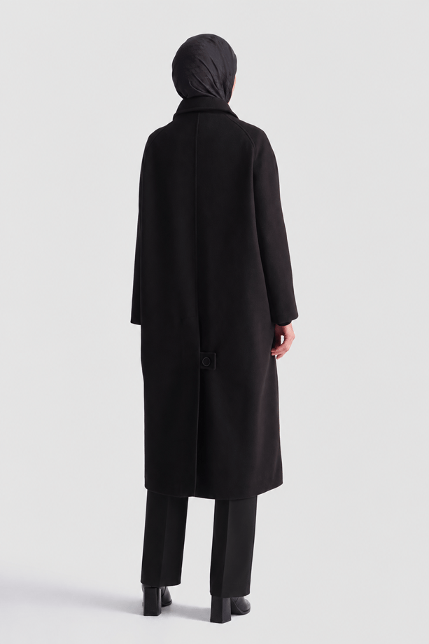 Oversize Kaşe Manto Siyah 