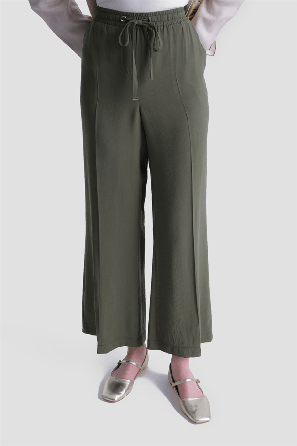 Beli Büzgülü Relax Pantolon Haki