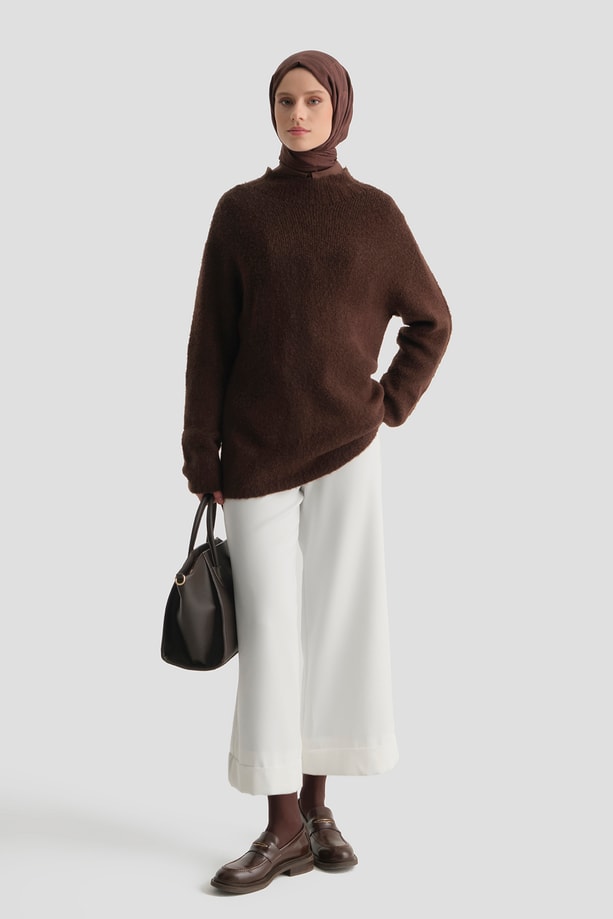 Katlı Paça Pantolon Ekru