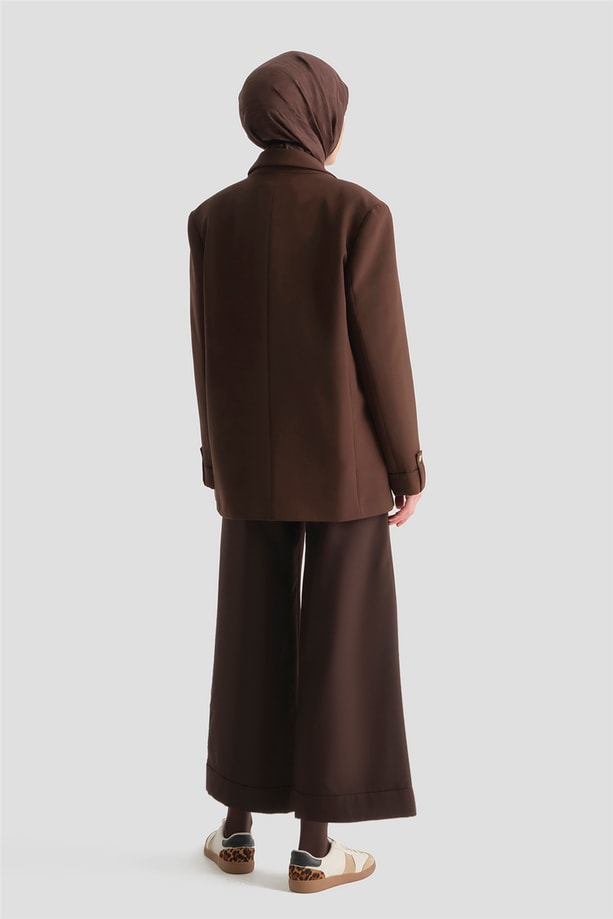 Katlı Paça Pantolon Kahve