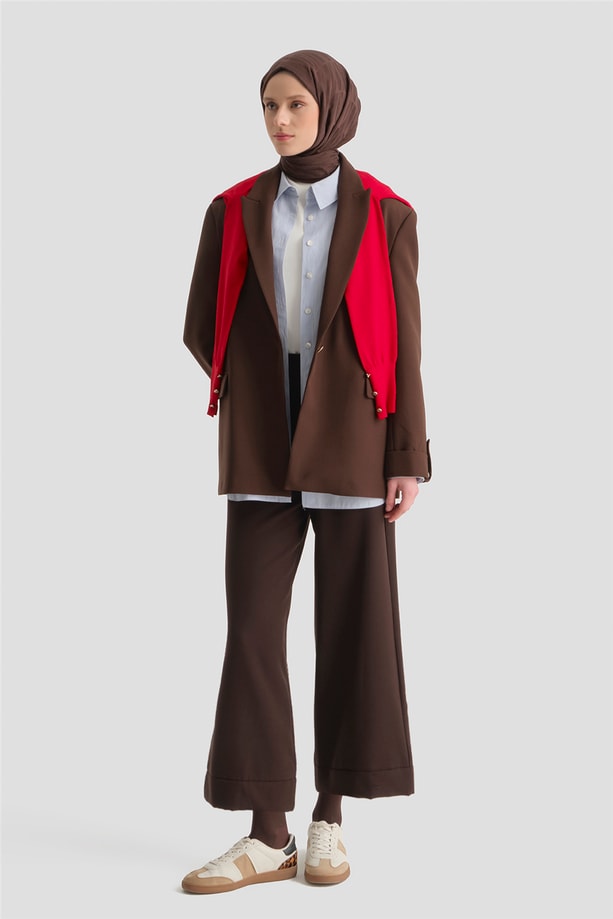 Katlı Paça Pantolon Kahve