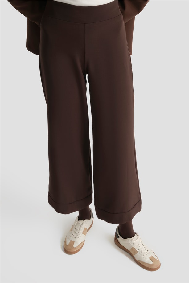 Katlı Paça Pantolon Kahve