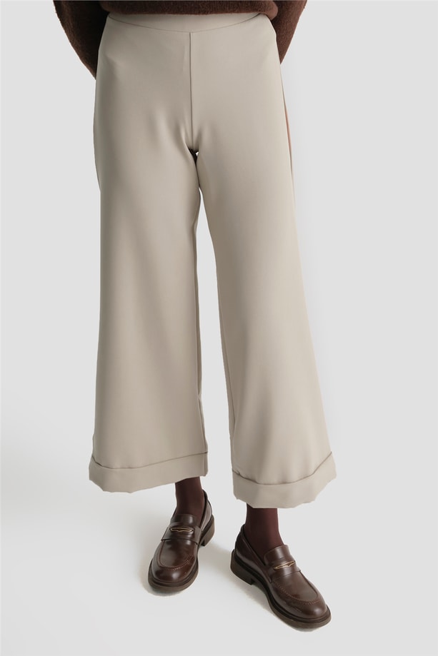 Katlı Paça Pantolon Taş