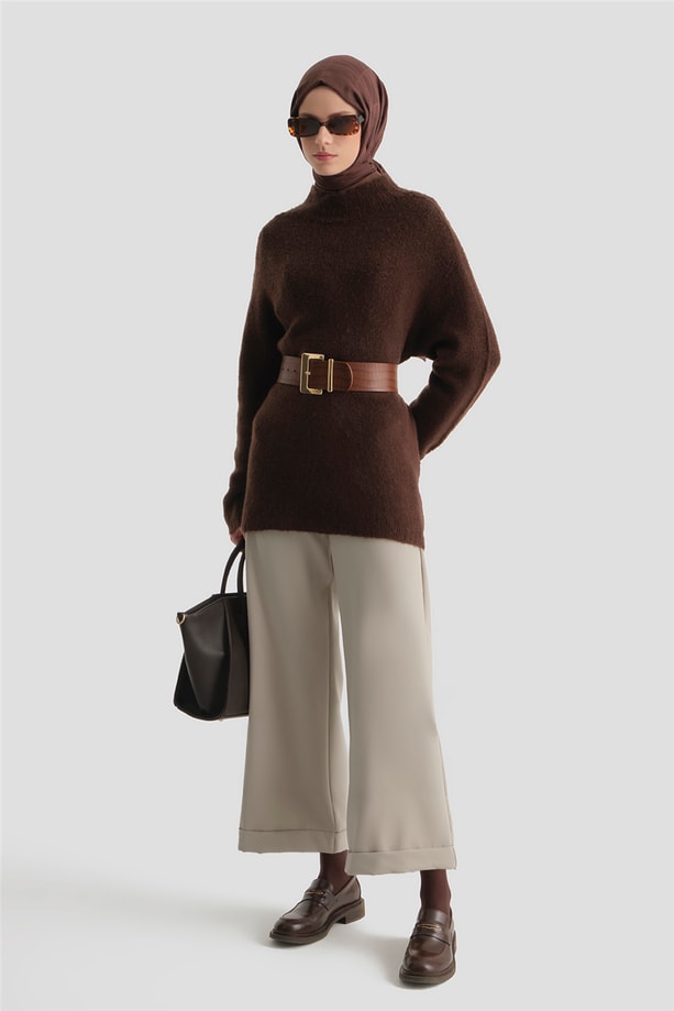 Katlı Paça Pantolon Taş