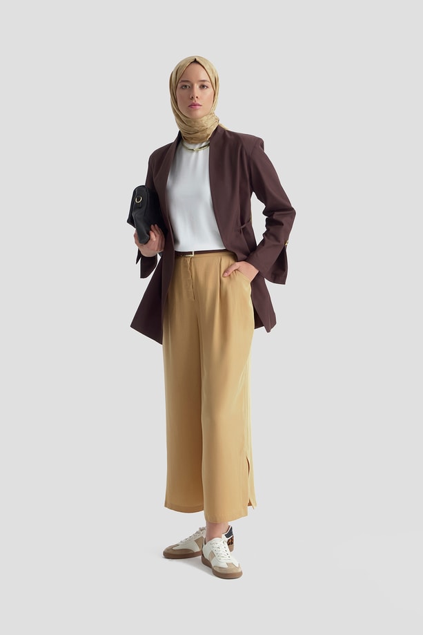 Tencel Palazzo Pantolon Camel