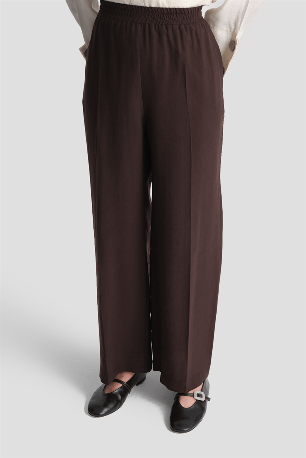 Beli Lastikli Pantolon Kahve