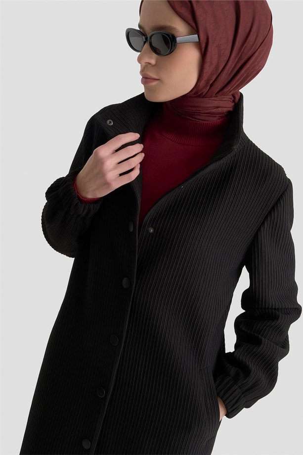 Basic Örme Pardesü Siyah