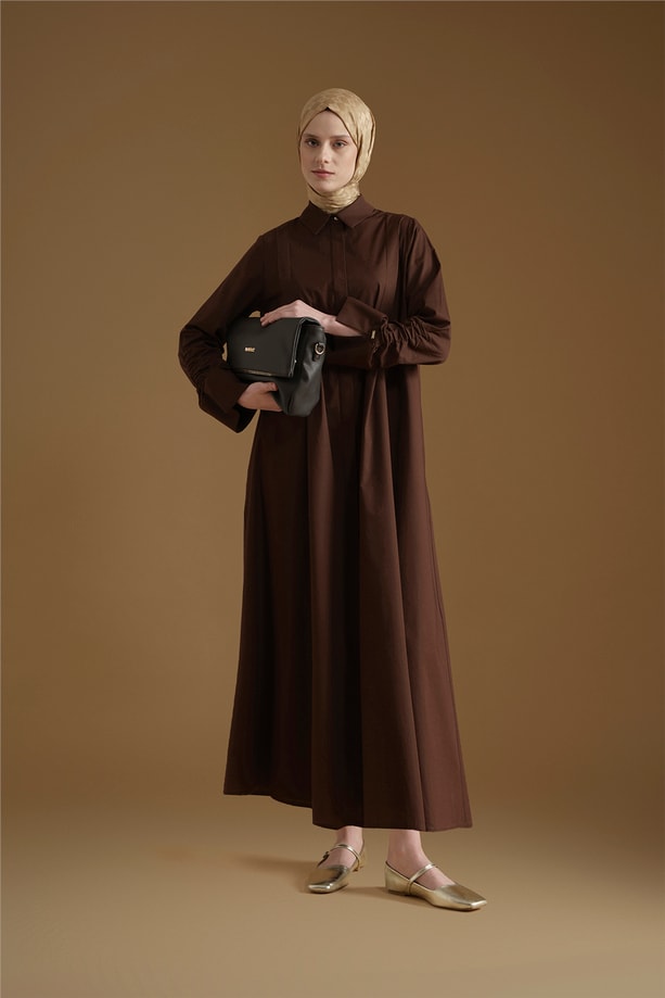 Armine Oversize Tunik Elbise Kahverengi