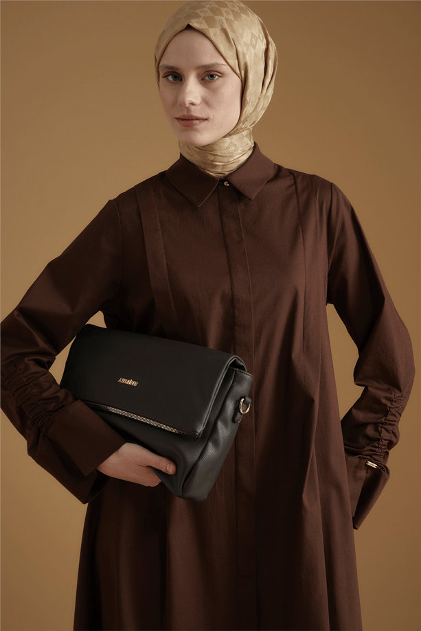 Armine Oversize Tunik Elbise Kahverengi