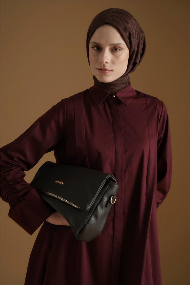 Armine Oversize Tunik Elbise Mürdüm