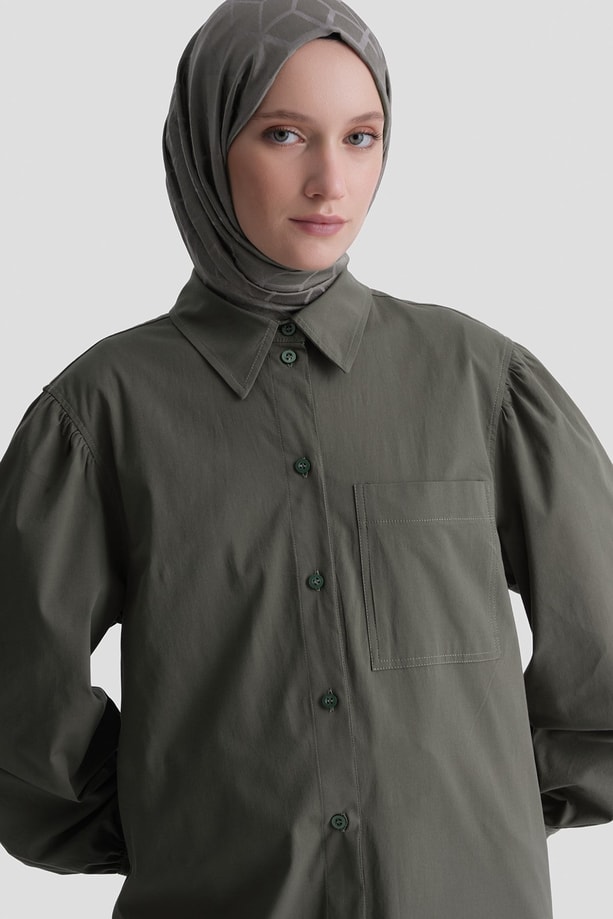 Karpuz Kol Tunik Elbise Haki