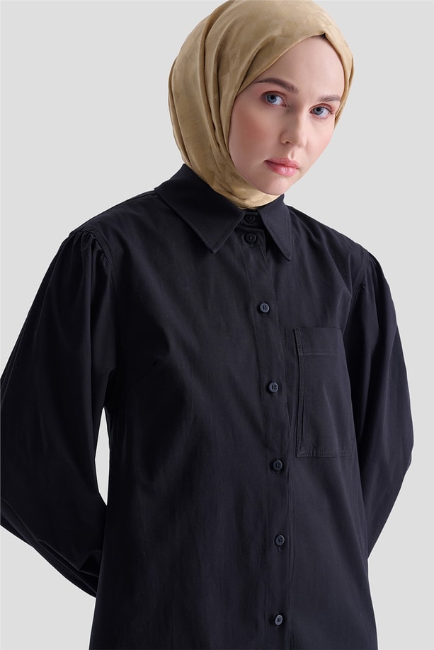 Karpuz Kol Tunik Elbise Siyah