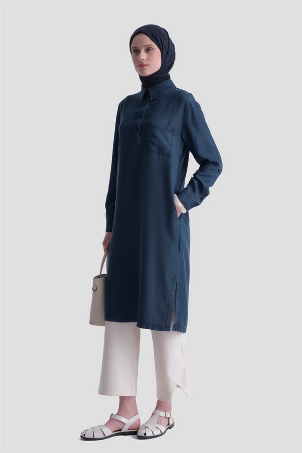 Tensel Tunik Elbise Lacivert