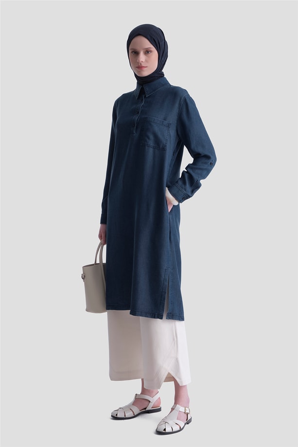 Tensel Tunik Elbise Lacivert