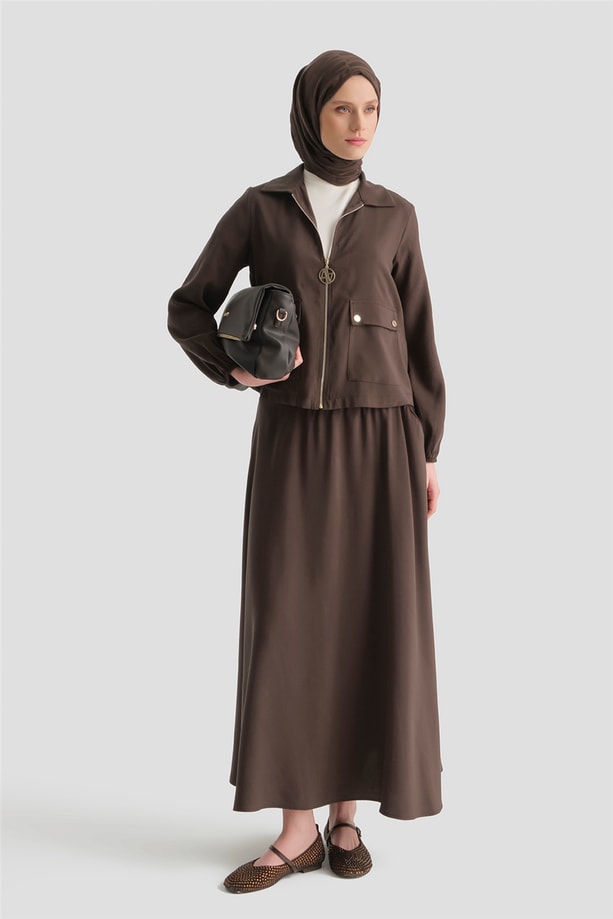 Armine Basic Ceketli Takım Kahve