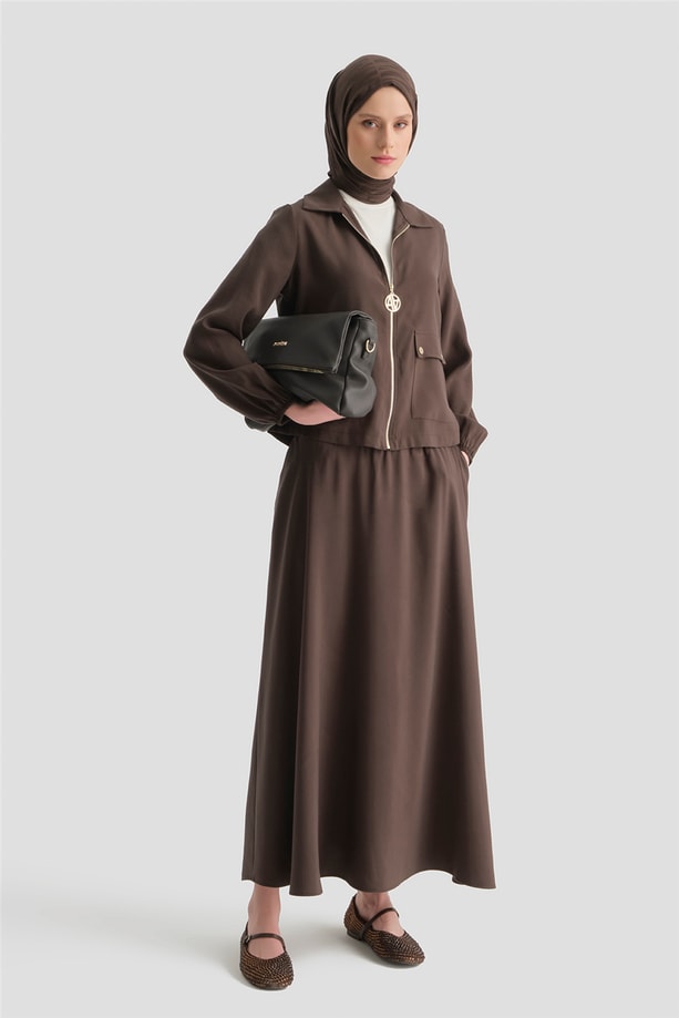 Armine Basic Ceketli Takım Kahve