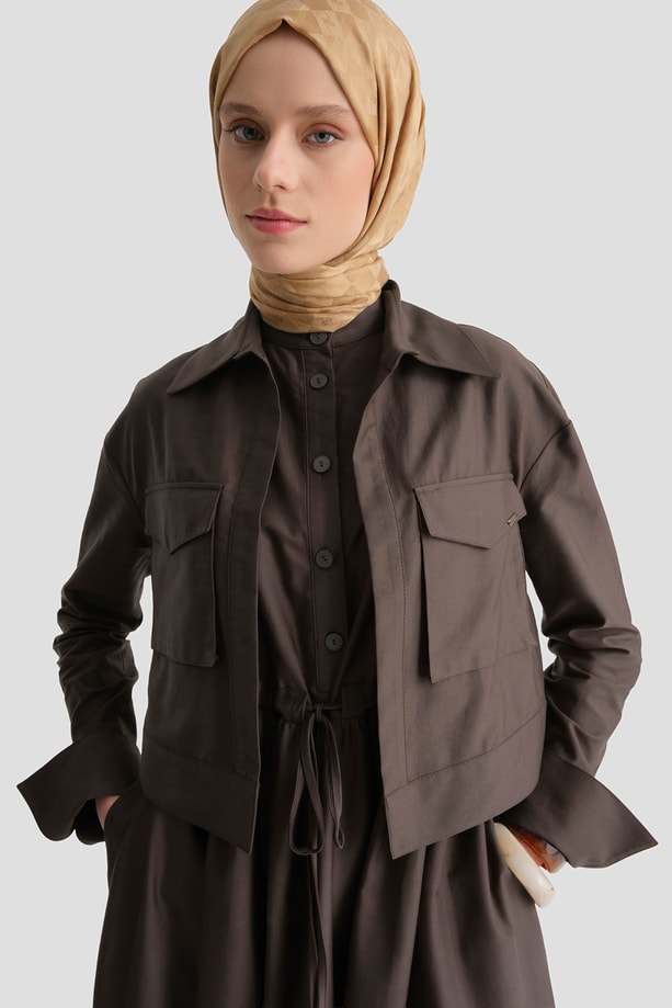 Ceketli Elbise Takım Kahve