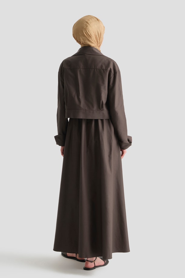 Ceketli Elbise Takım Kahve