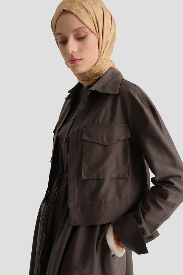 Ceketli Elbise Takım Kahve