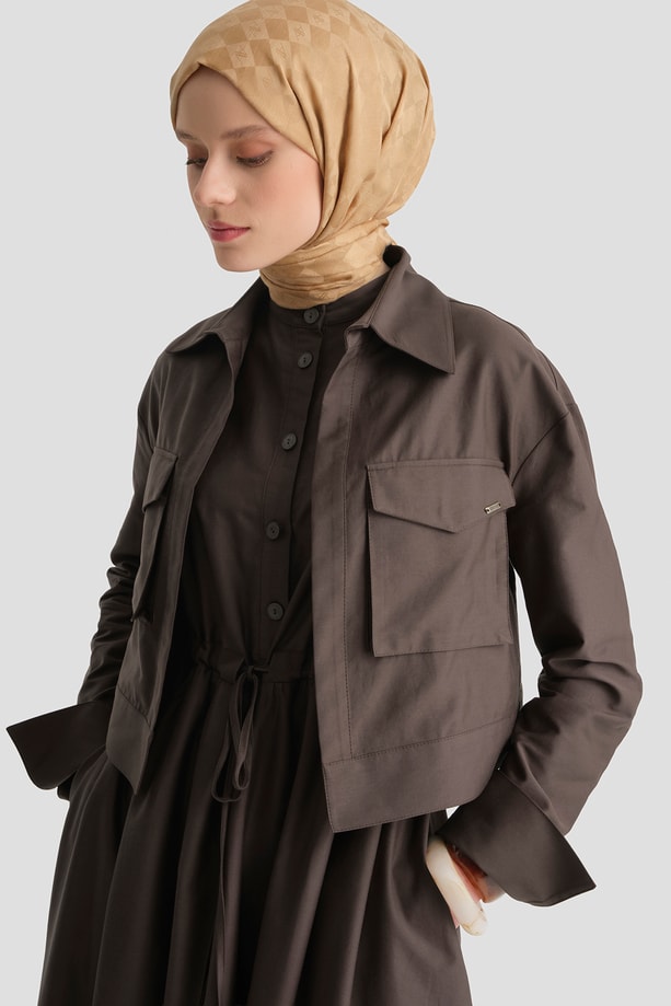 Ceketli Elbise Takım Kahve