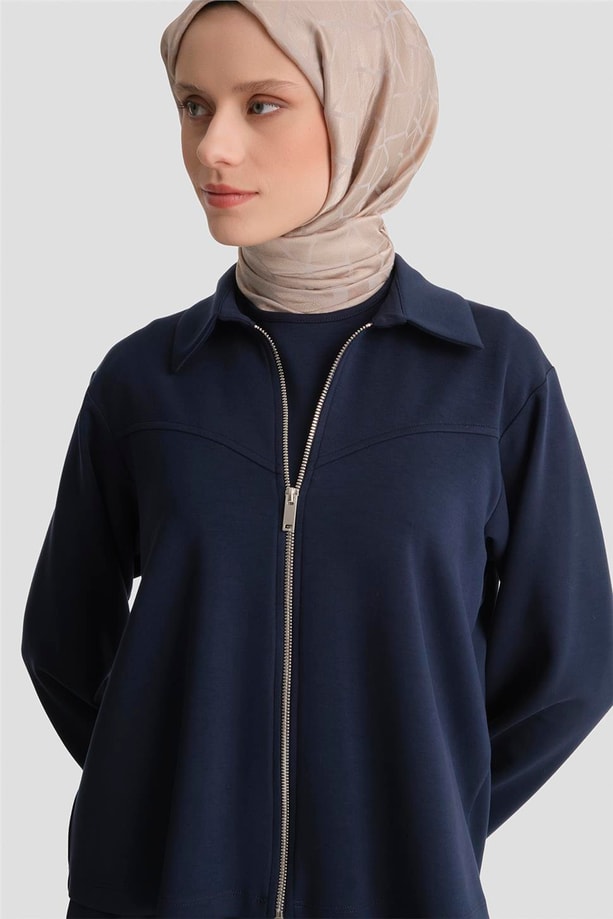 Ceketli Elbise Modal Takım Lacivert