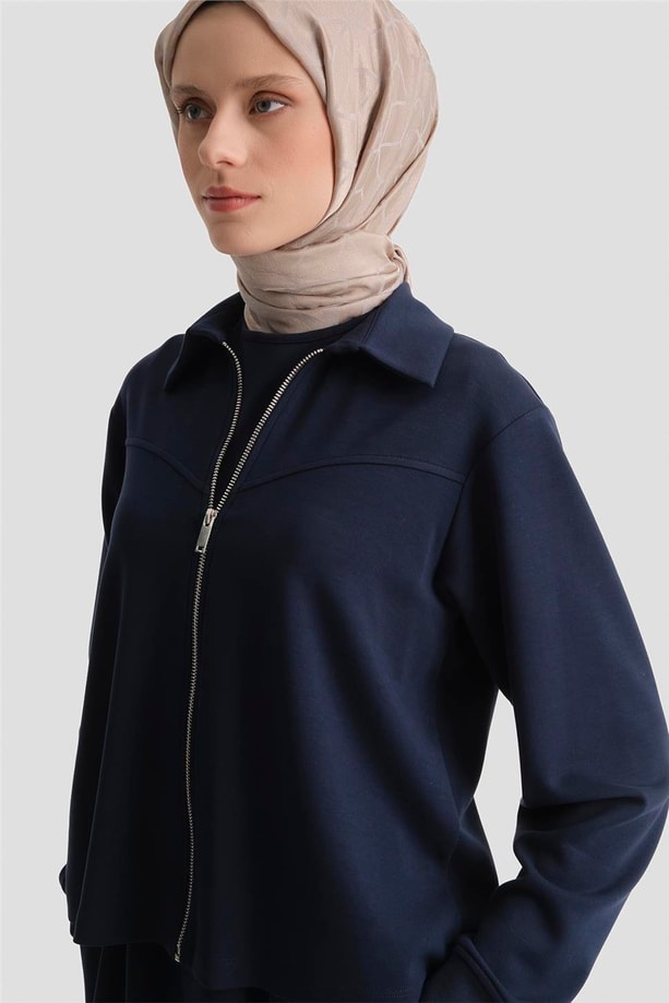 Ceketli Elbise Modal Takım Lacivert