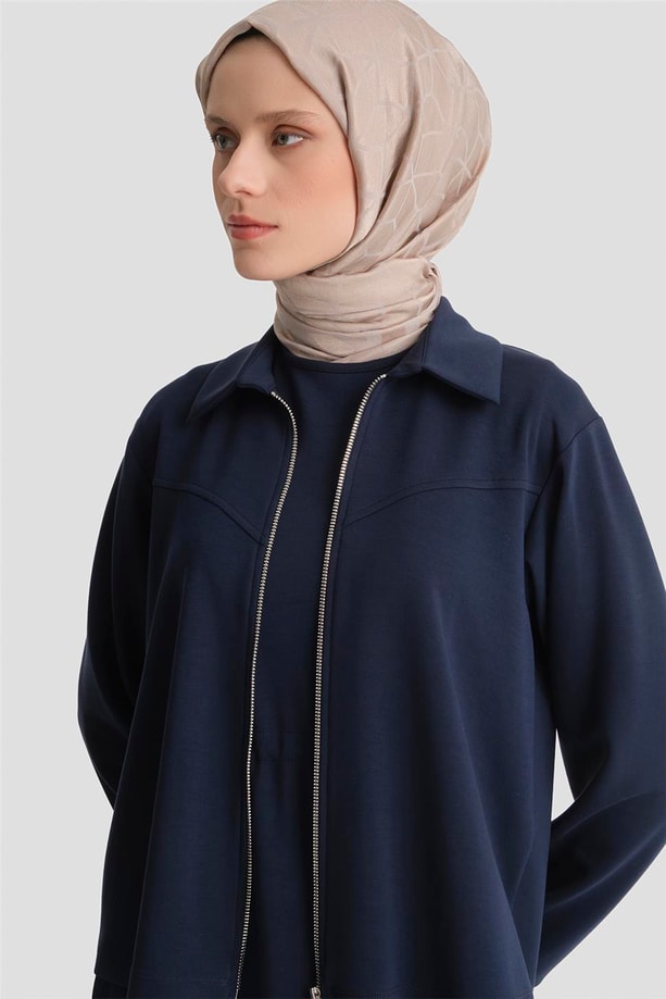 Ceketli Elbise Modal Takım Lacivert