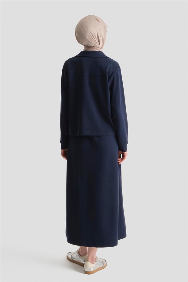 Ceketli Elbise Modal Takım Lacivert