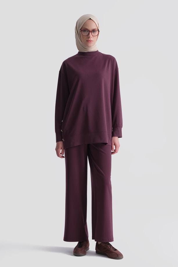 Modal Karışımlı Örme Takım Bordo
